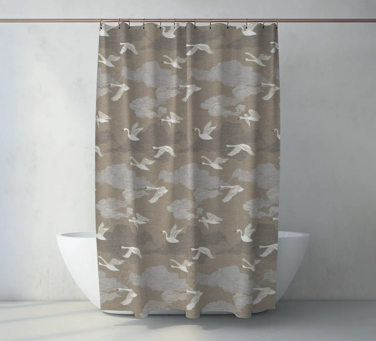 Cecilia Mok - Lino Wild Swans tenda da doccia da The Artcircle