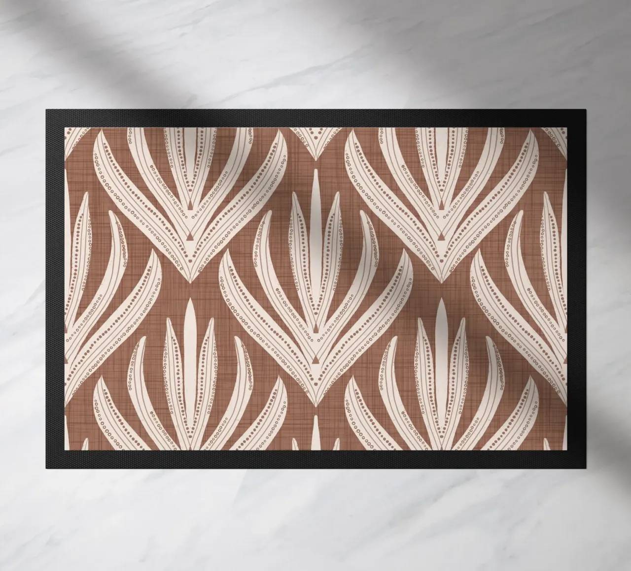 Retro Folk Leaf Mocha Mousse - Botanica moderna del Medio Secolo zerbino da susanacosta