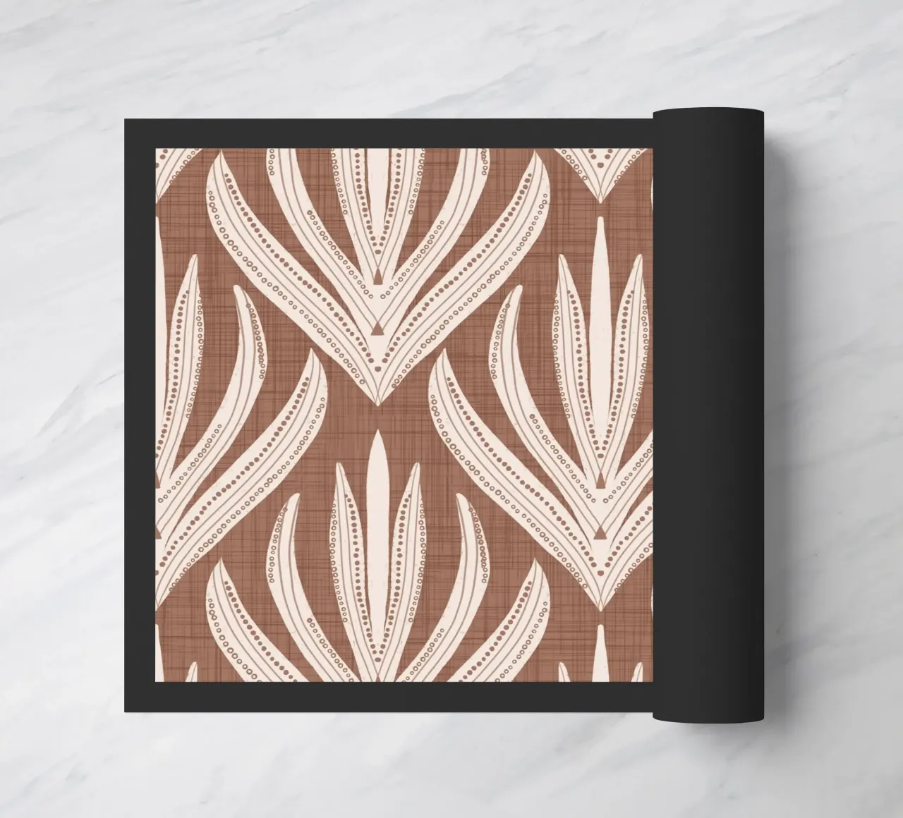 Retro Folk Leaf Mocha Mousse - Botanica moderna del Medio Secolo zerbino da susanacosta