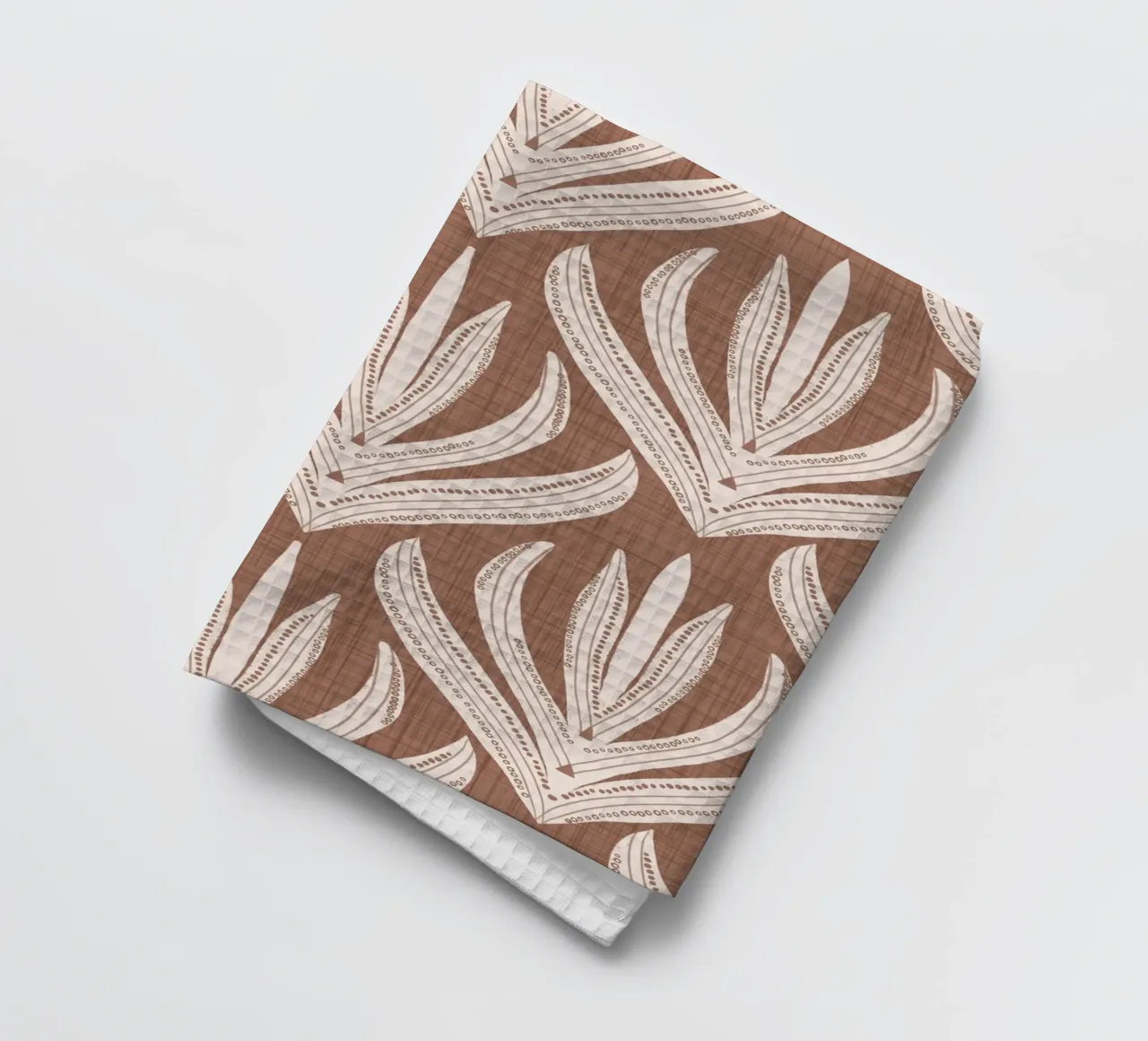 Retro Folk Leaf Mocha Mousse - Mid Century Modern Botanical tea towel by susanacosta
