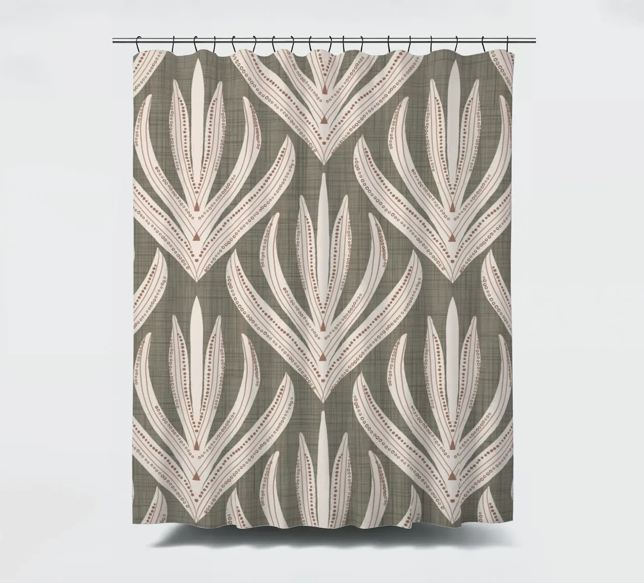 Retro Folk Leaf Laurel Oak PANTONE 17-0610 - Mid Century Mod tenda da doccia da susanacosta