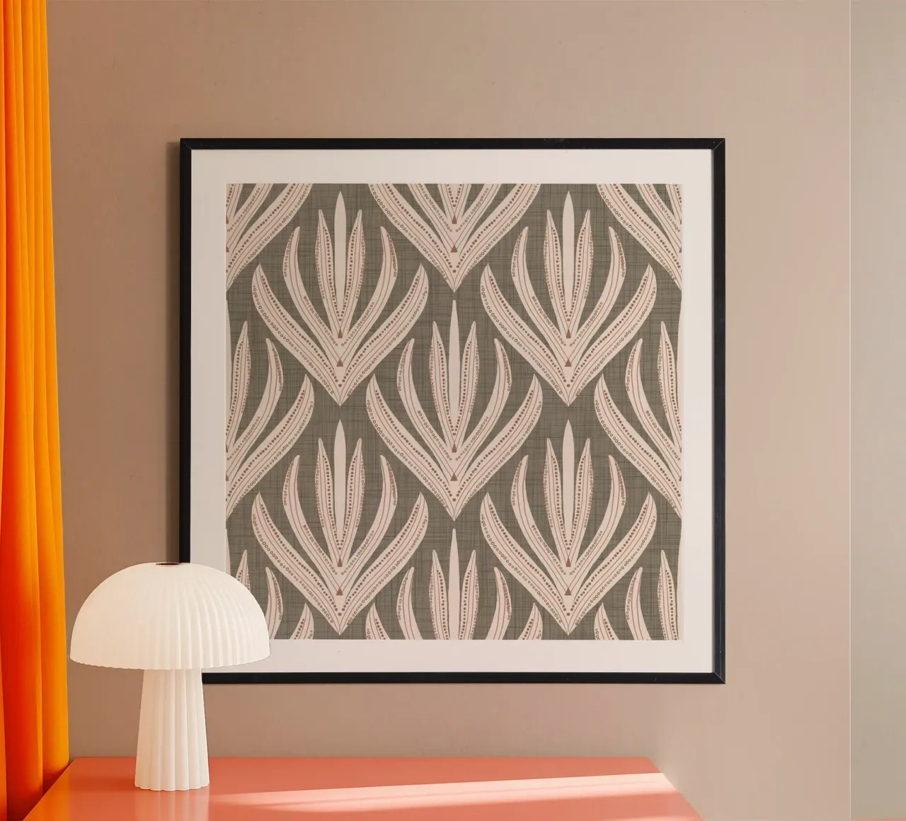 Retro Folk Leaf Laurel Oak PANTONE 17-0610 - Mid Century Mod carta hahnemühle da susanacosta