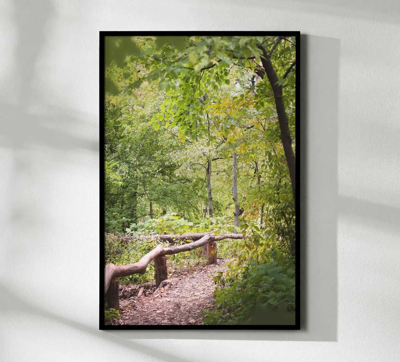 New York, USA I Una passeggiata a Central Park e in una foresta verde naturale poster con telaio in legno da Julie Travel Photography