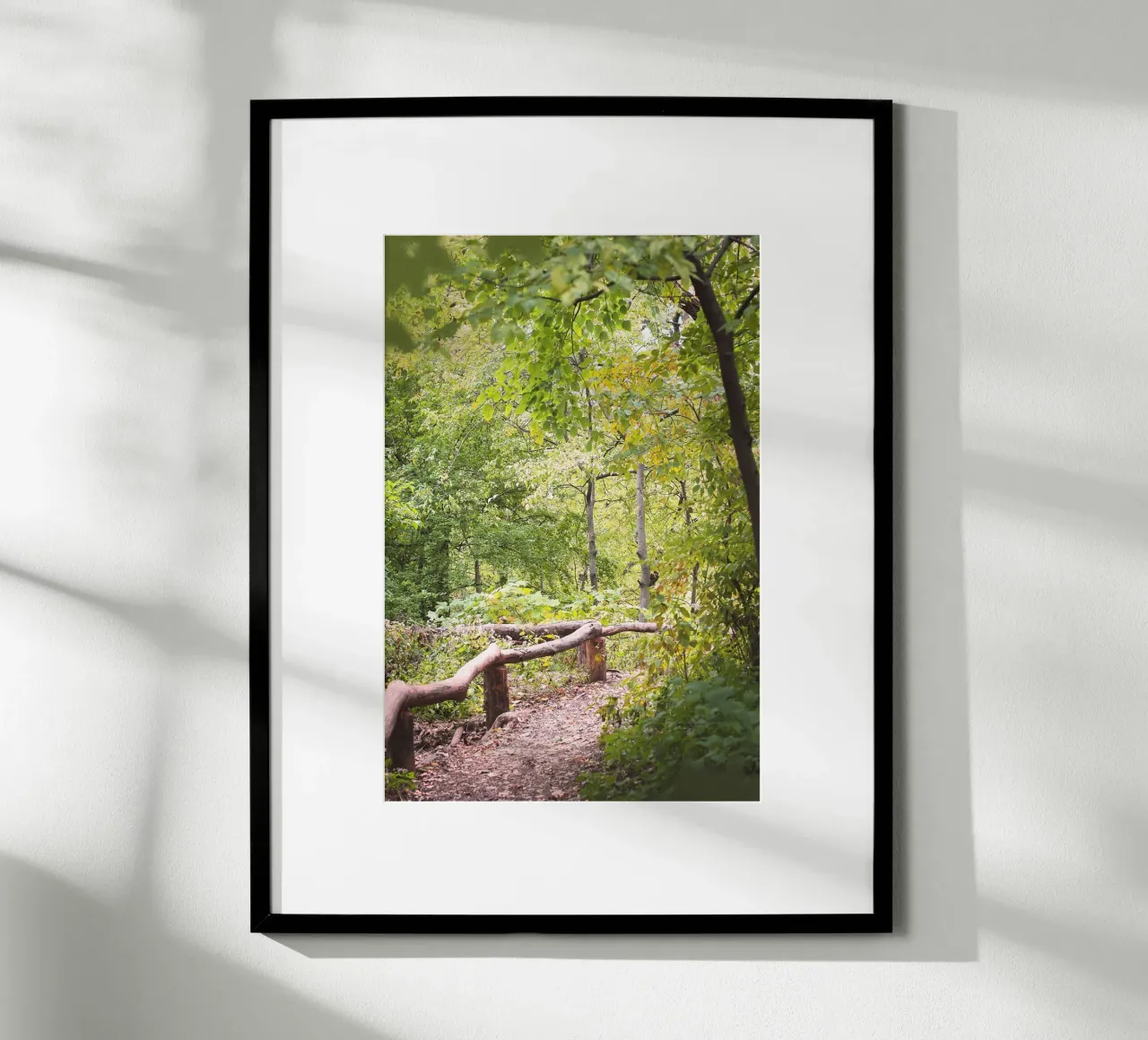 New York, USA I Una passeggiata a Central Park e in una foresta verde naturale poster con telaio in legno da Julie Travel Photography