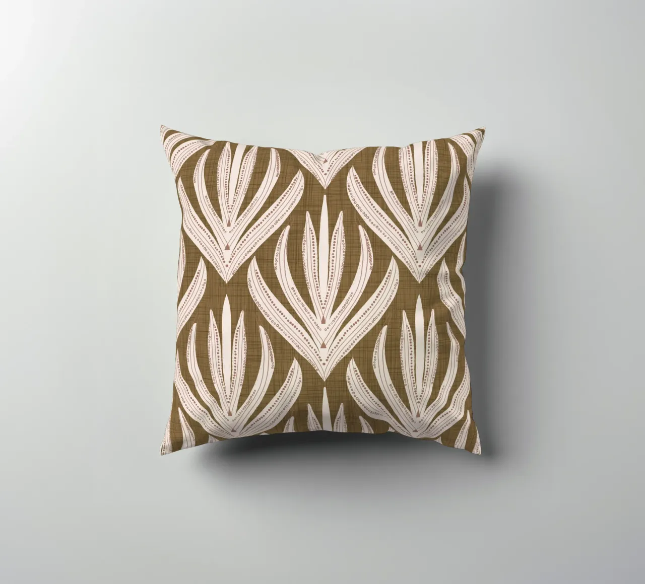 Retrò Folk Leaf Dull Gold PANTONE 17-0935 - Mid Century Mod cuscino da susanacosta