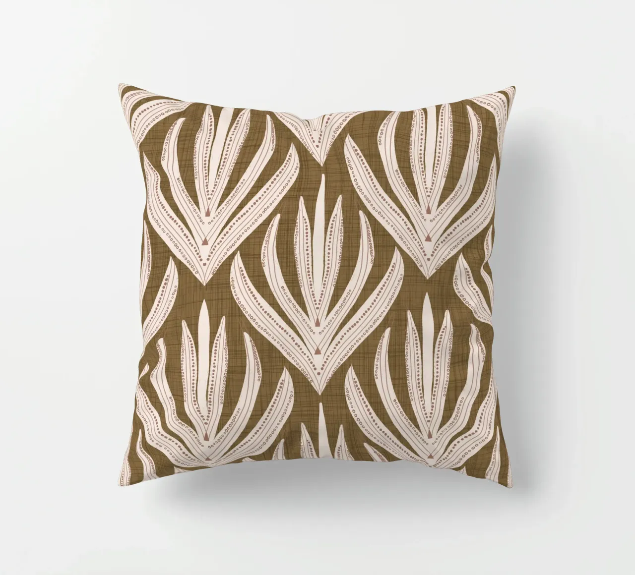 Retrò Folk Leaf Dull Gold PANTONE 17-0935 - Mid Century Mod cuscino da susanacosta