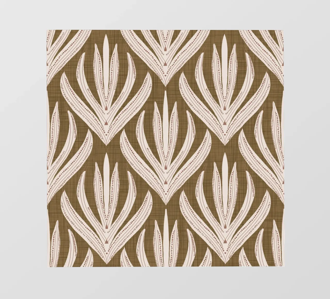 Retro Folk Leaf Dull Gold PANTONE 17-0935 - Mid Century Mod Fototapete von susanacosta