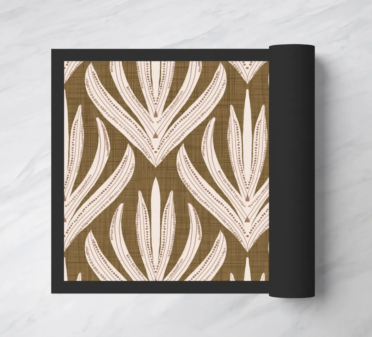 Retrò Folk Leaf Dull Gold PANTONE 17-0935 - Mid Century Mod zerbino da susanacosta