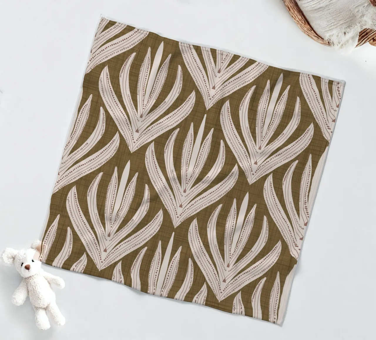 Retrò Folk Leaf Dull Gold PANTONE 17-0935 - Mid Century Mod coperta in pile da susanacosta