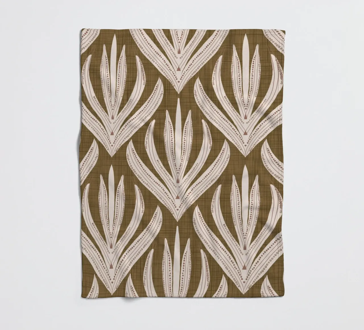 Retrò Folk Leaf Dull Gold PANTONE 17-0935 - Mid Century Mod coperta in pile da susanacosta