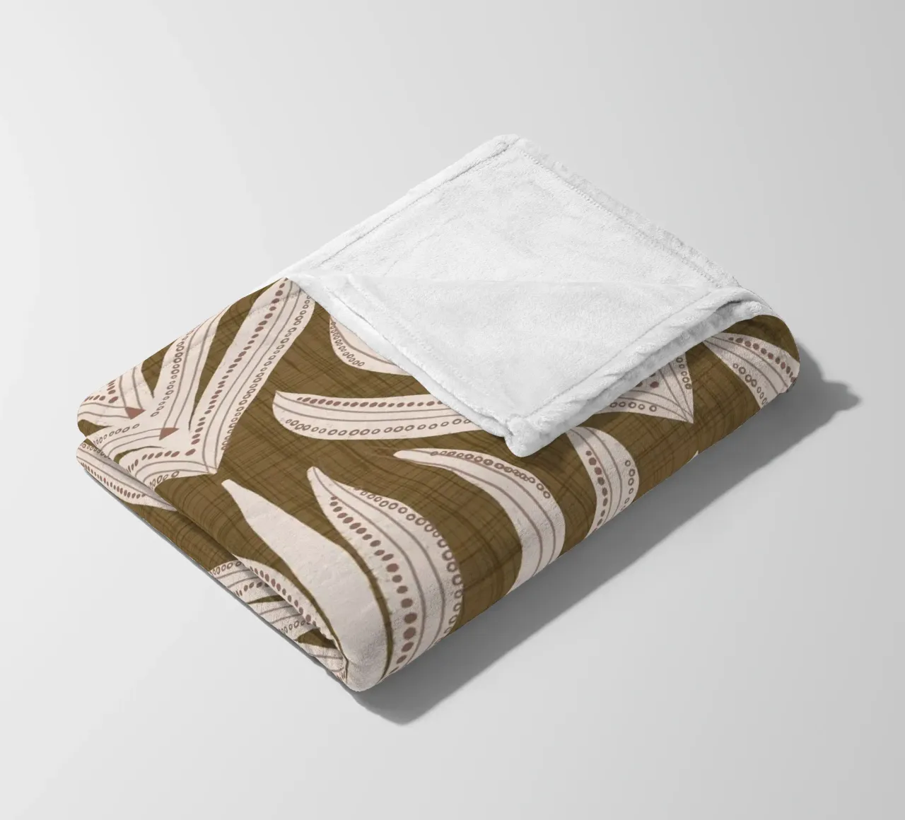 Retrò Folk Leaf Dull Gold PANTONE 17-0935 - Mid Century Mod coperta in pile da susanacosta