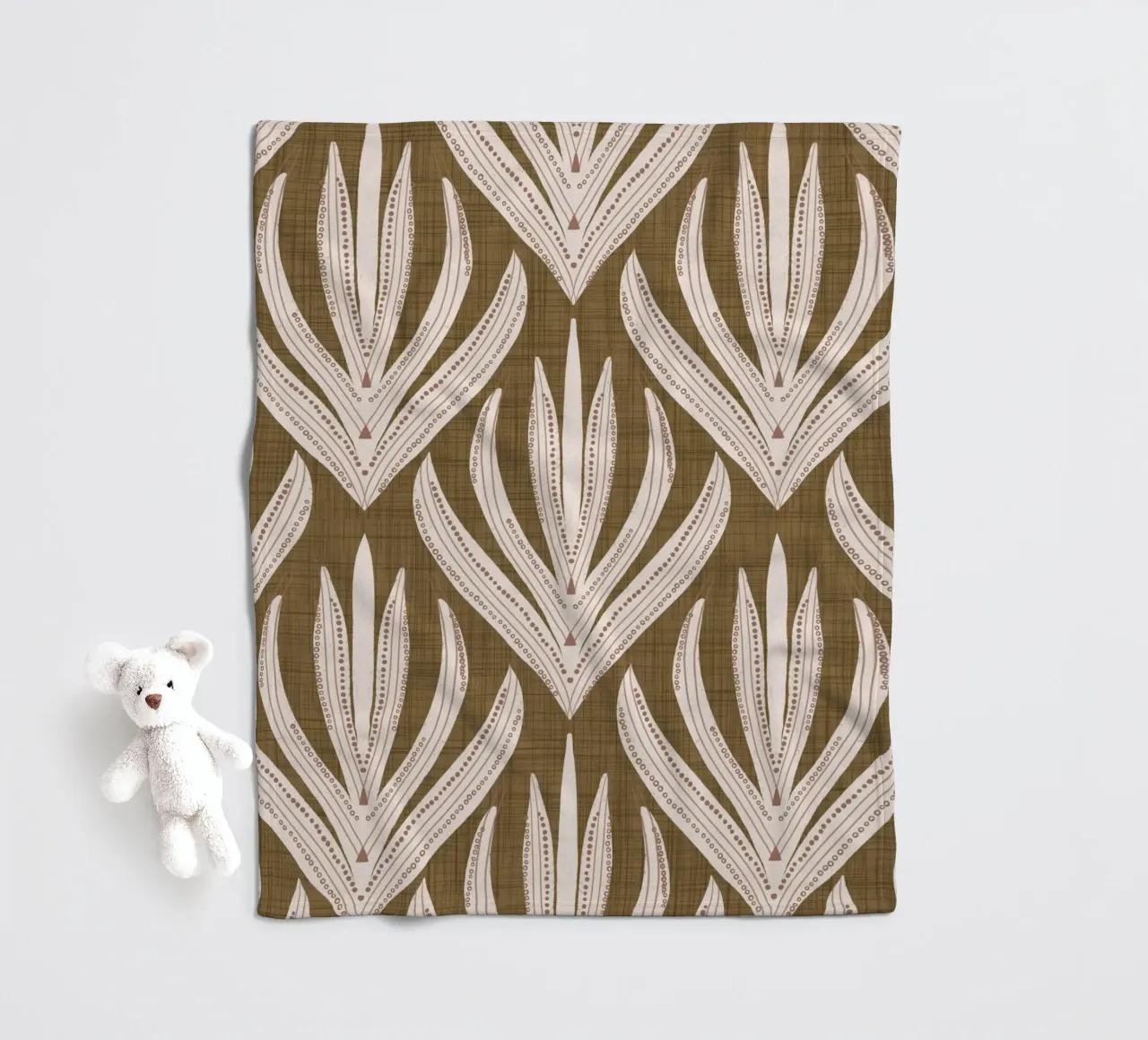 Retrò Folk Leaf Dull Gold PANTONE 17-0935 - Mid Century Mod coperta in pile da susanacosta