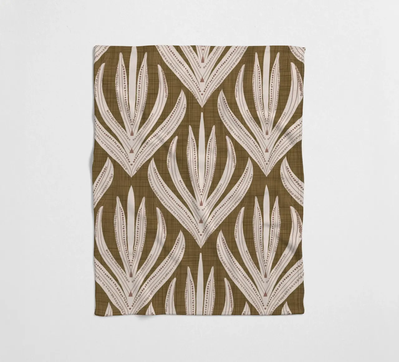 Retrò Folk Leaf Dull Gold PANTONE 17-0935 - Mid Century Mod coperta in pile da susanacosta