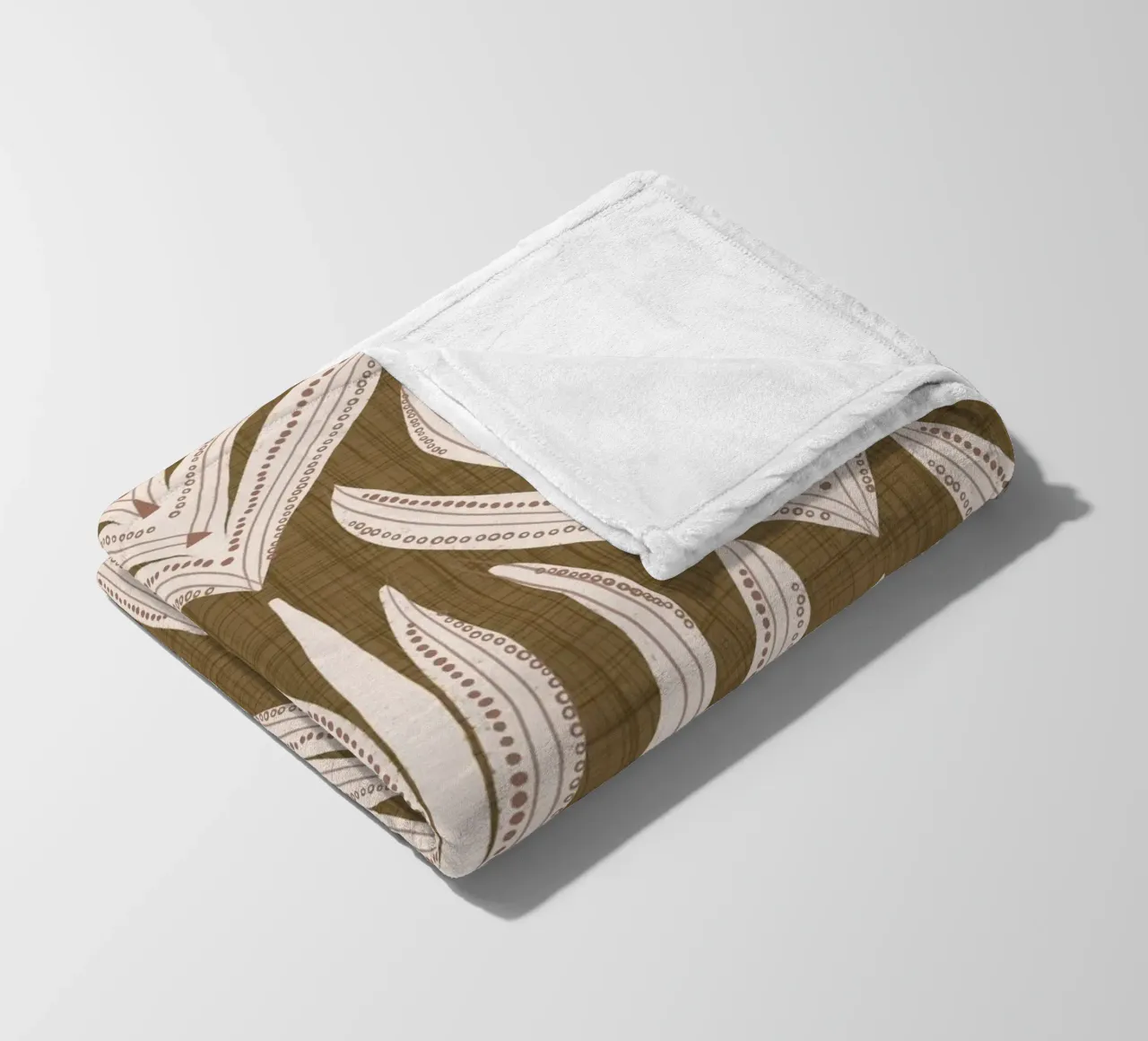 Retrò Folk Leaf Dull Gold PANTONE 17-0935 - Mid Century Mod coperta in pile da susanacosta