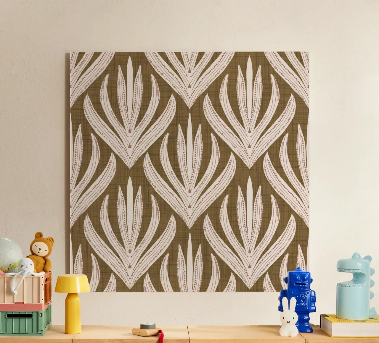 Retro Folk Leaf Dull Gold PANTONE 17-0935 - Mid Century Mod metacrilato de susanacosta