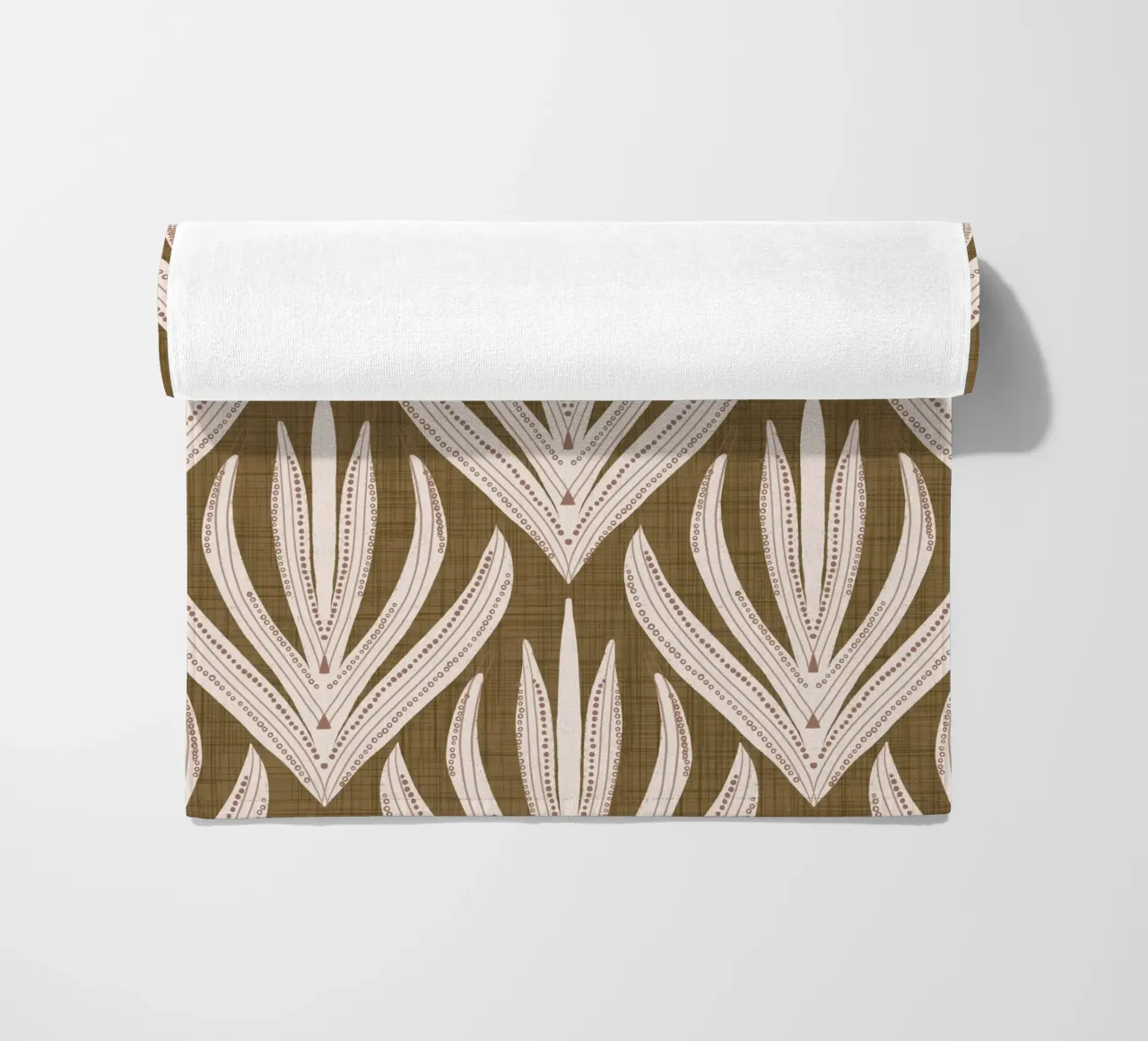 Retrò Folk Leaf Dull Gold PANTONE 17-0935 - Mid Century Mod telo mare da susanacosta