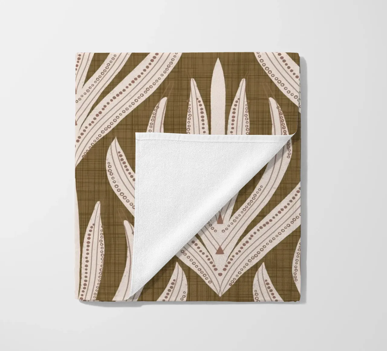 Retrò Folk Leaf Dull Gold PANTONE 17-0935 - Mid Century Mod telo mare da susanacosta