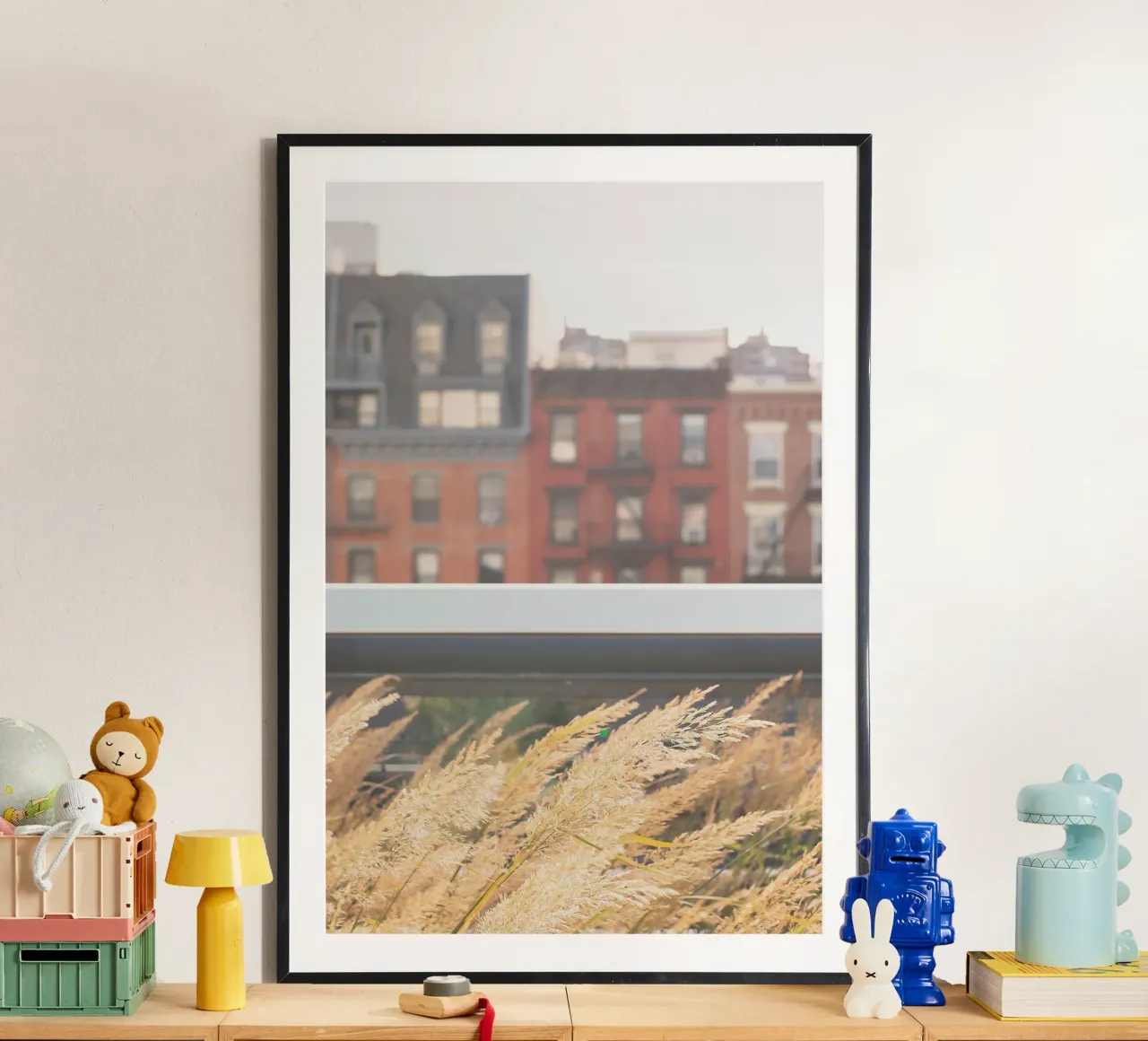 New York, USA I Natura sulla High Line nello skyline bohémien poster con telaio in alluminio da Julie Travel Photography