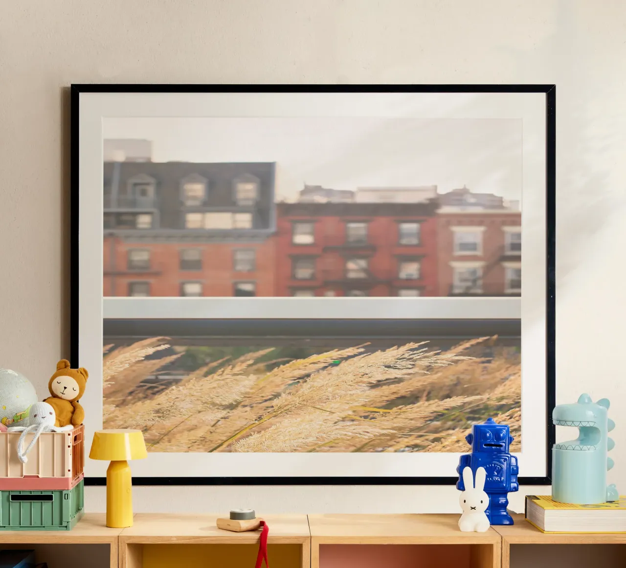 New York, USA I Natura sulla High Line nello skyline bohémien poster con telaio in alluminio da Julie Travel Photography