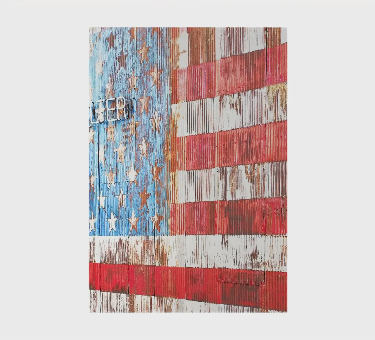 New York, USA I American flag wall in metal street art notebook by Julie Travel Photography