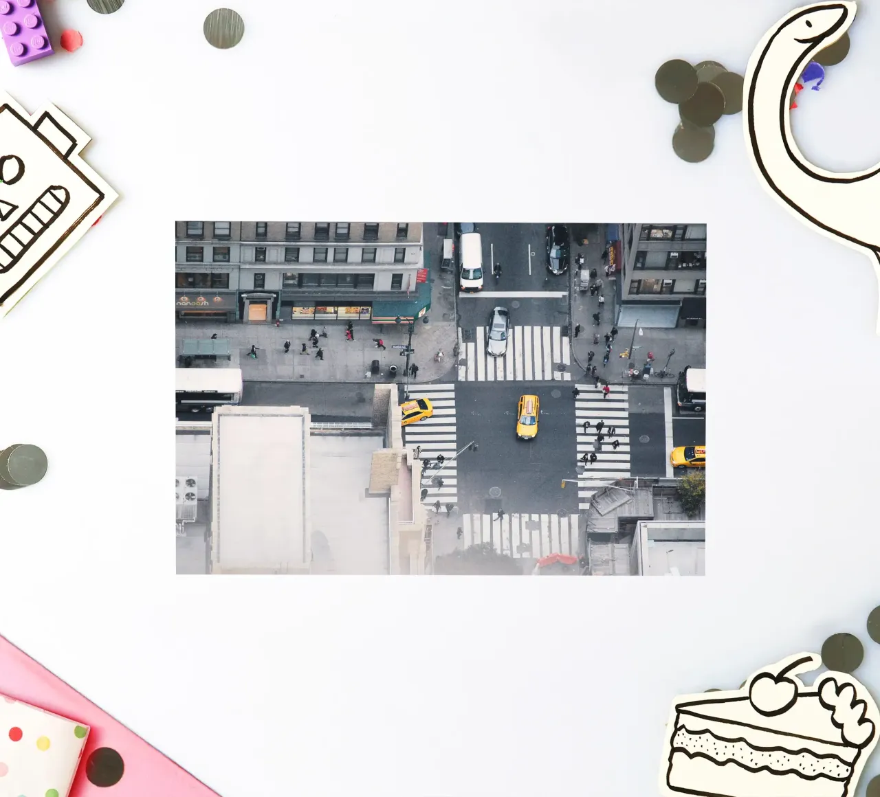 New York, USA I Miniature black and white aerial view sticker by Julie Travel Photography