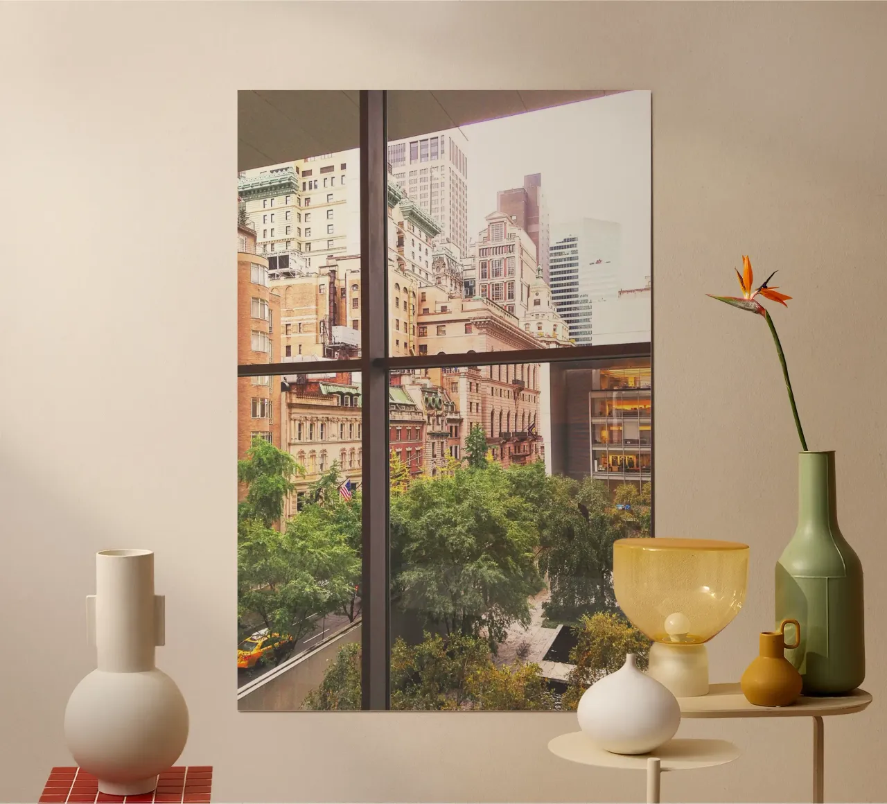 New York, USA I Veduta dello skyline dei grattacieli del MOMA poster con telaio in plastica da Julie Travel Photography