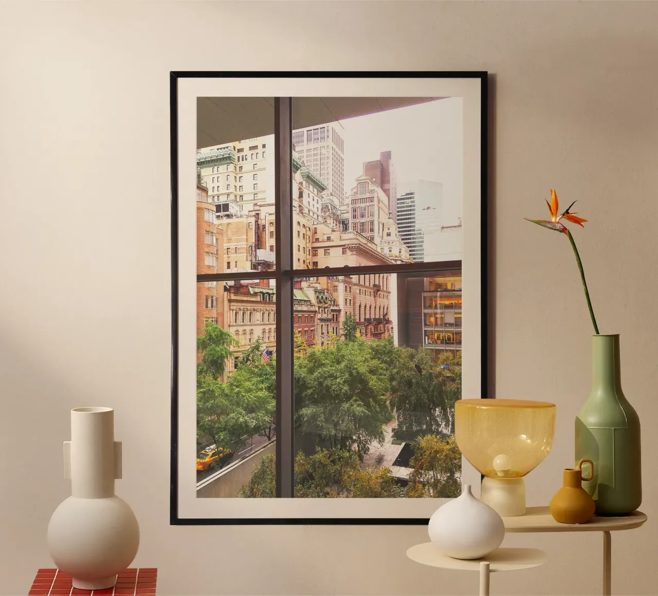 New York, USA I Veduta dello skyline dei grattacieli del MOMA poster con telaio in plastica da Julie Travel Photography