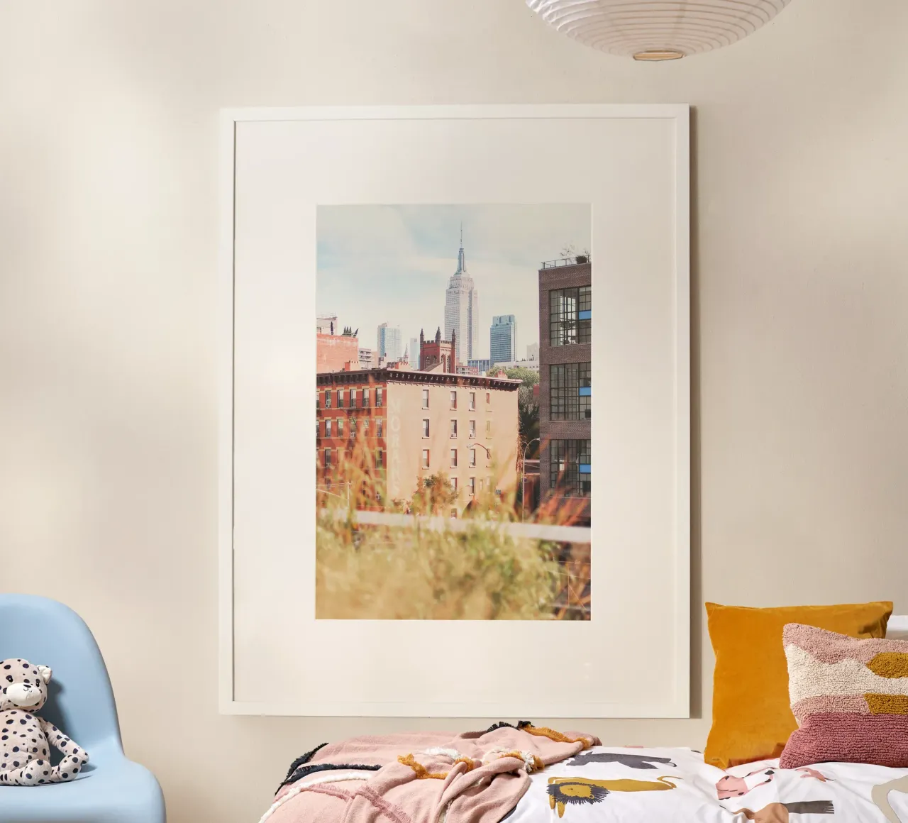 New York, VS I High Line over de stad met uitzicht op de skyline poster met houten frame van Julie Travel Photography