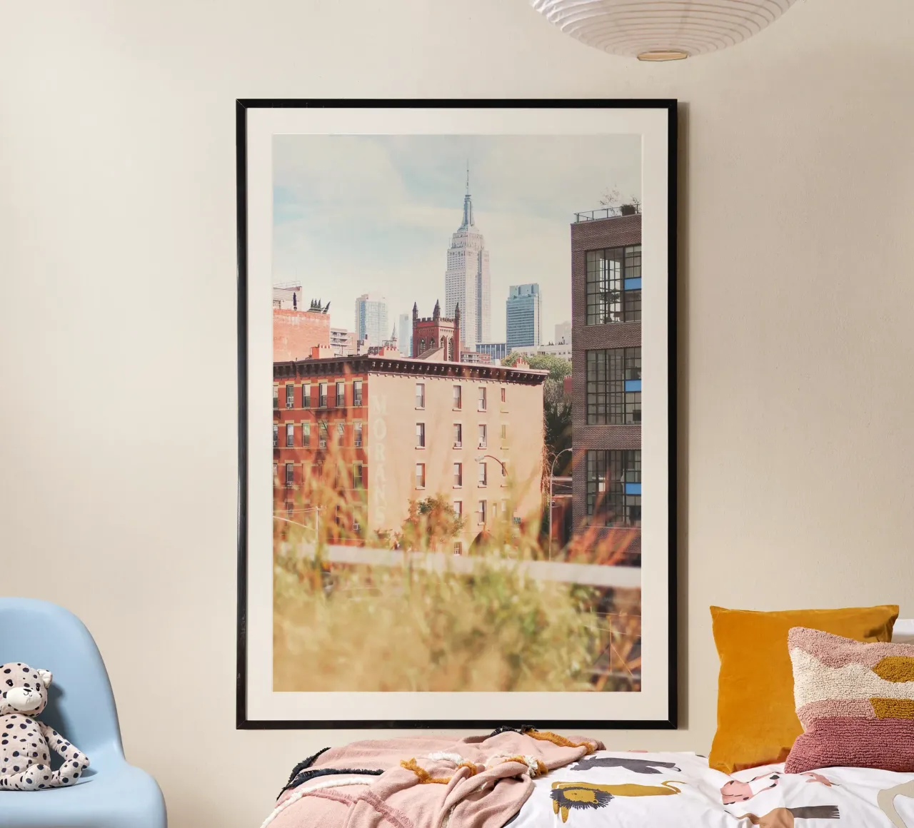 New York, VS I High Line over de stad met uitzicht op de skyline poster met houten frame van Julie Travel Photography
