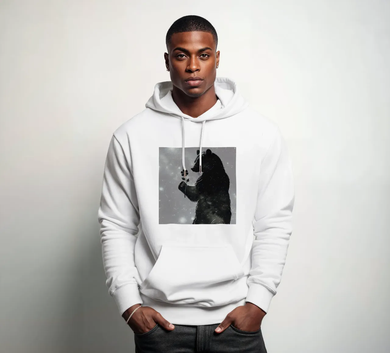 Sagoma di un orso con un fiore felpa con cappuccio da namosh