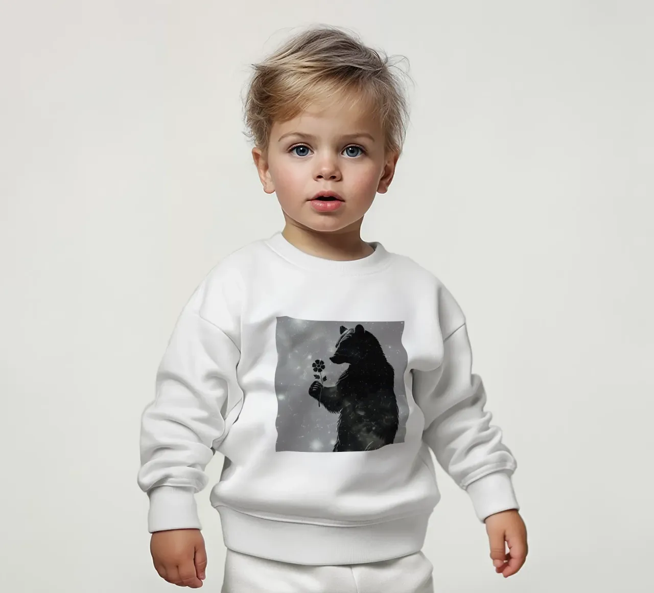 Sagoma di un orso con un fiore felpa neonato da namosh