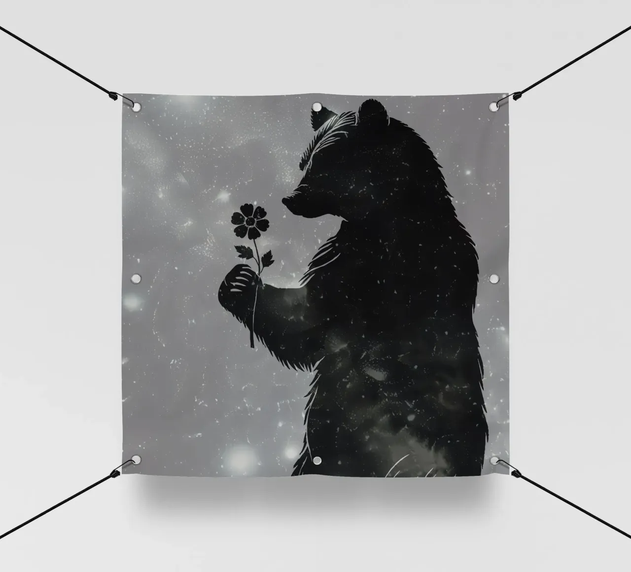 Sagoma di un orso con un fiore telo in pvc da namosh