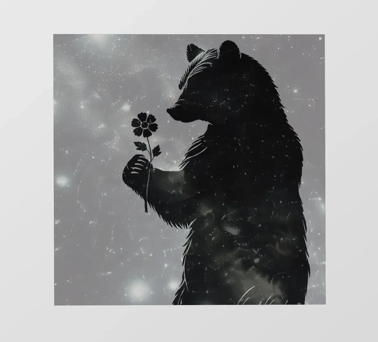 Sagoma di un orso con un fiore telo in pvc da namosh