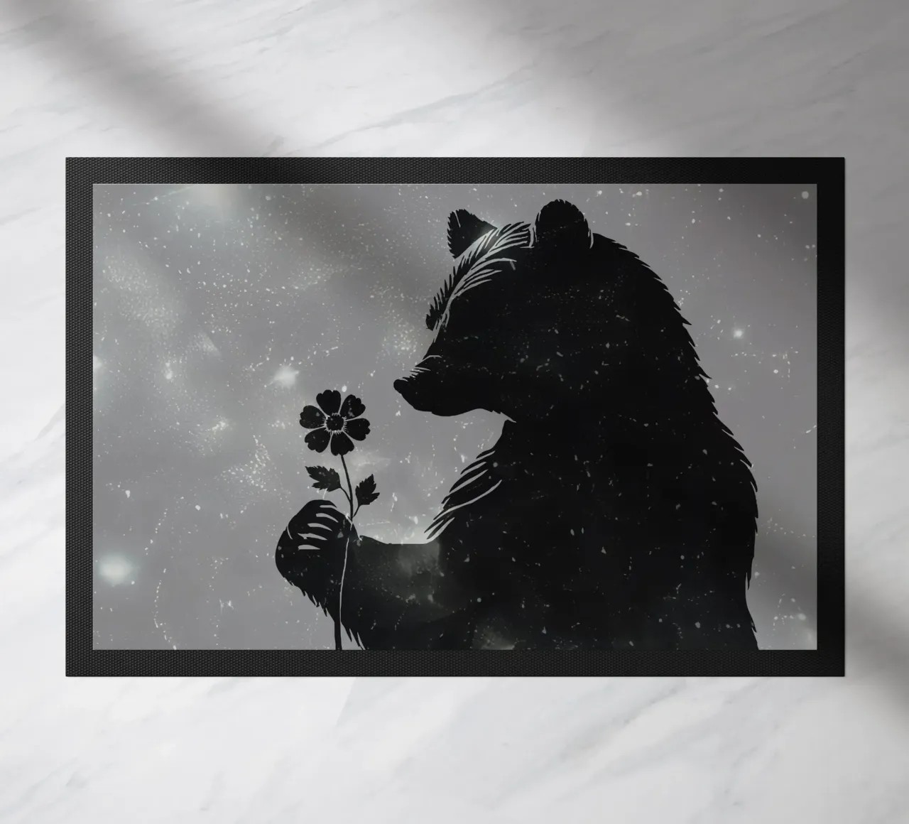 Sagoma di un orso con un fiore zerbino da namosh