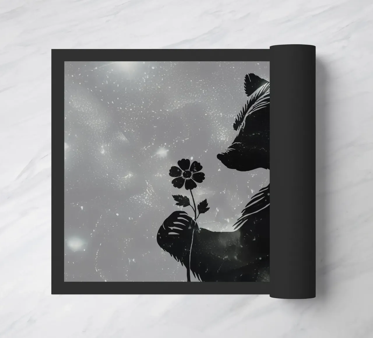 Sagoma di un orso con un fiore zerbino da namosh