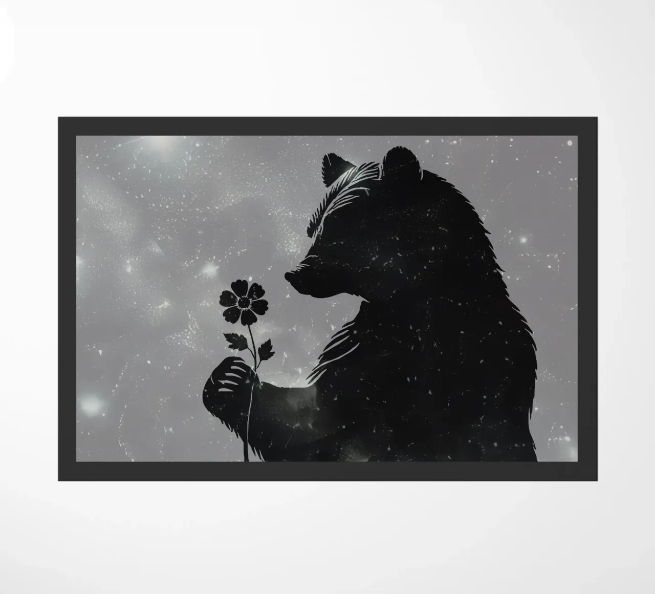 Sagoma di un orso con un fiore zerbino da namosh