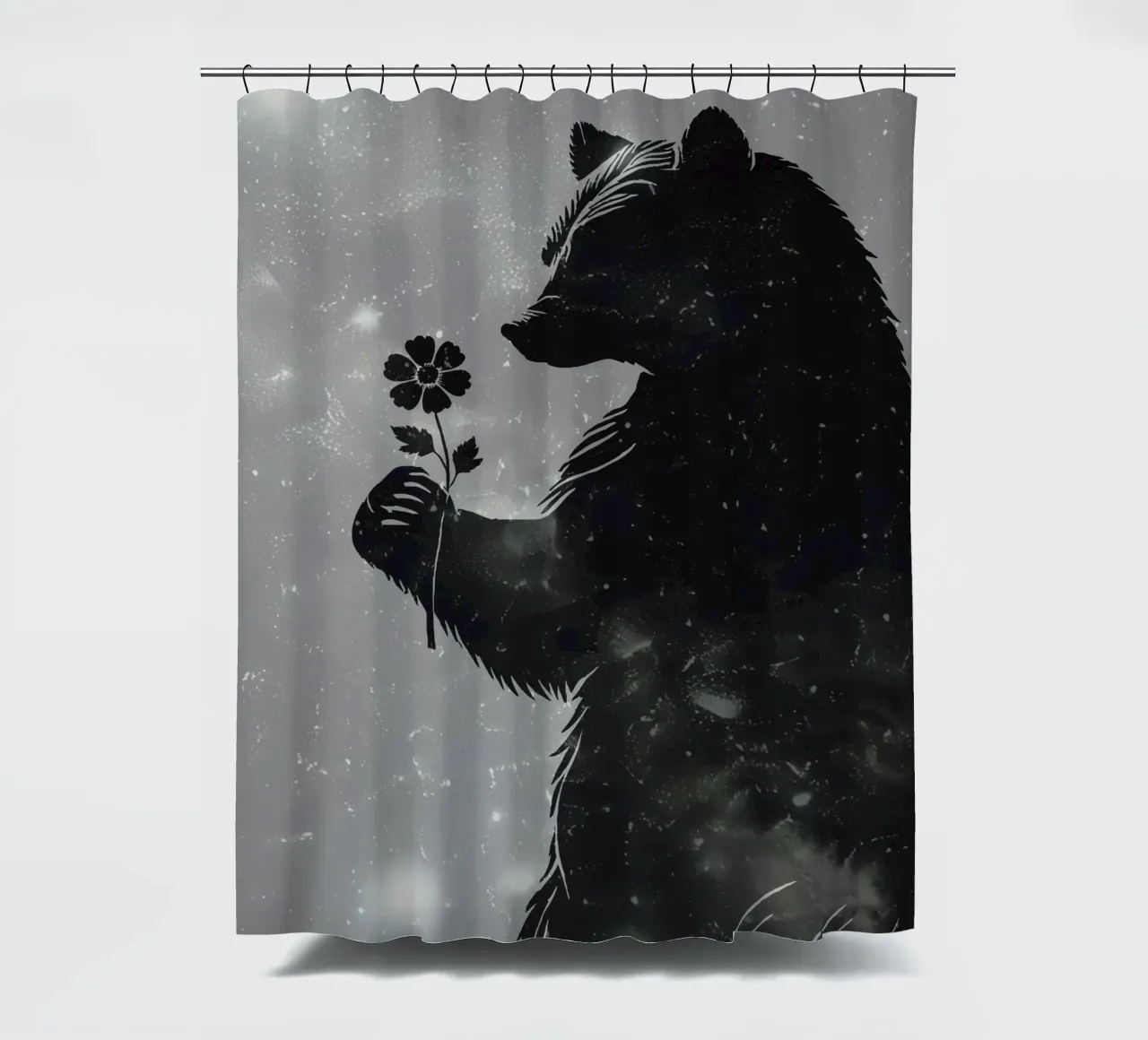 Sagoma di un orso con un fiore tenda da doccia da namosh
