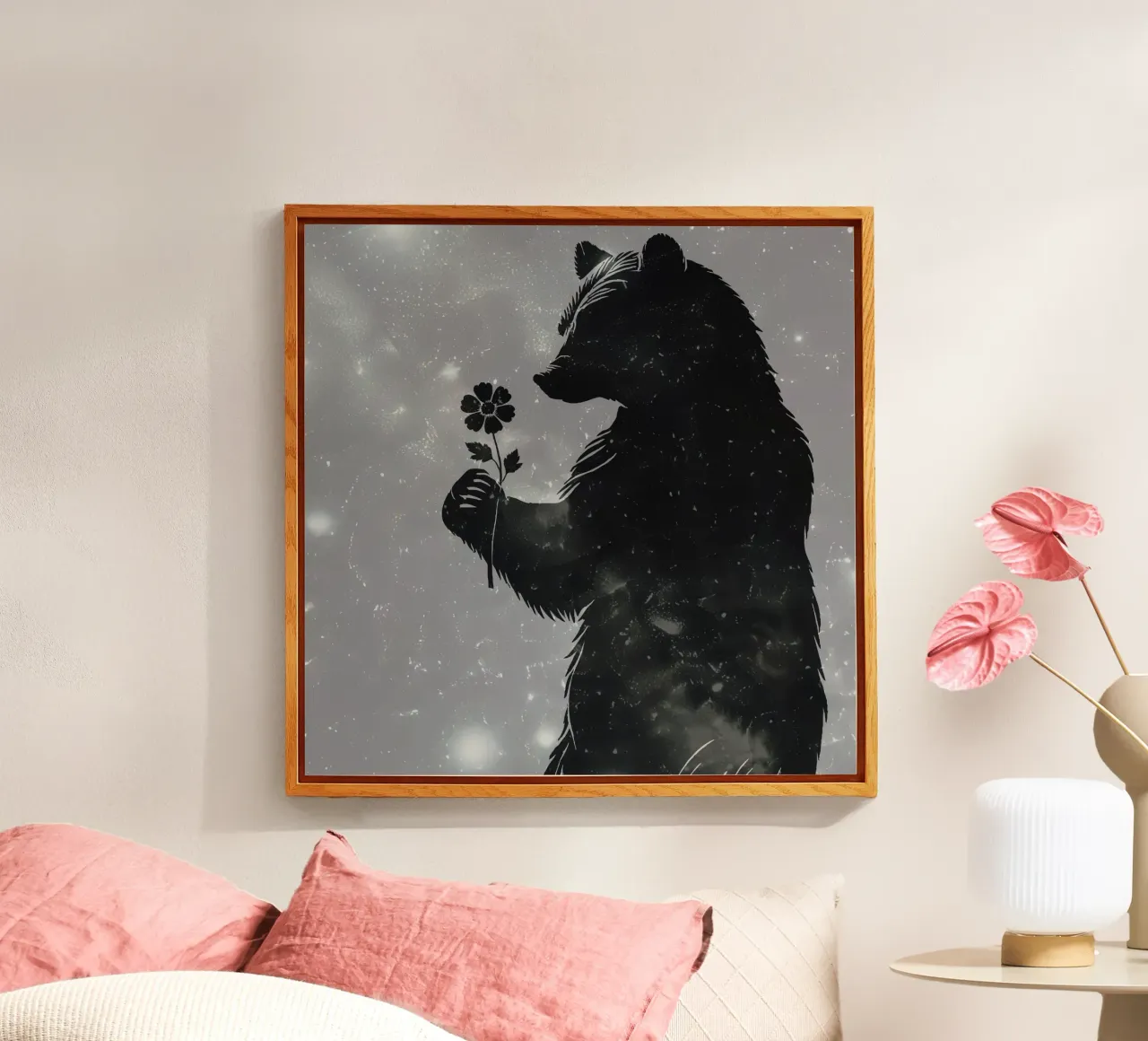 Sagoma di un orso con un fiore plexiglass da namosh
