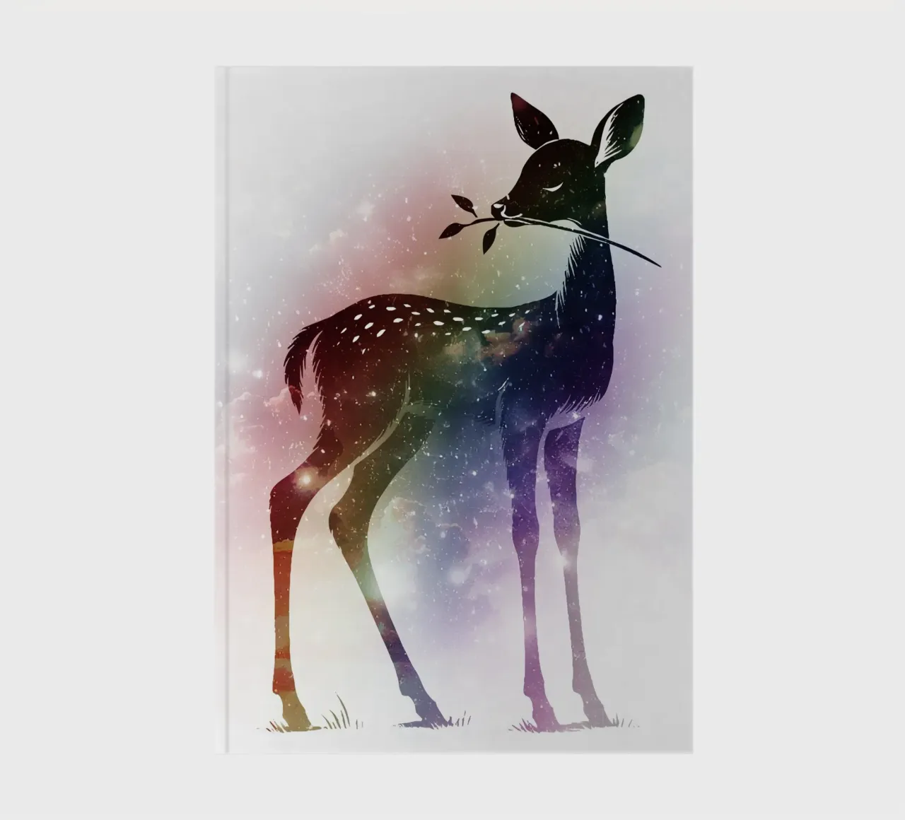 Fawn silhouette - starry landscape in rainbow colours notebook by namosh