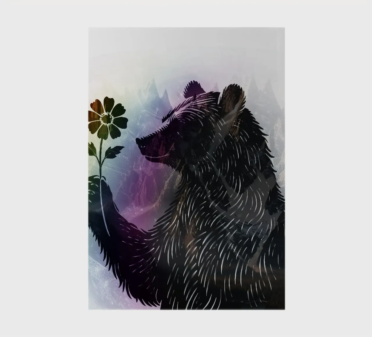 Bear with flower - bear motif with soft rainbow colours notebook by namosh