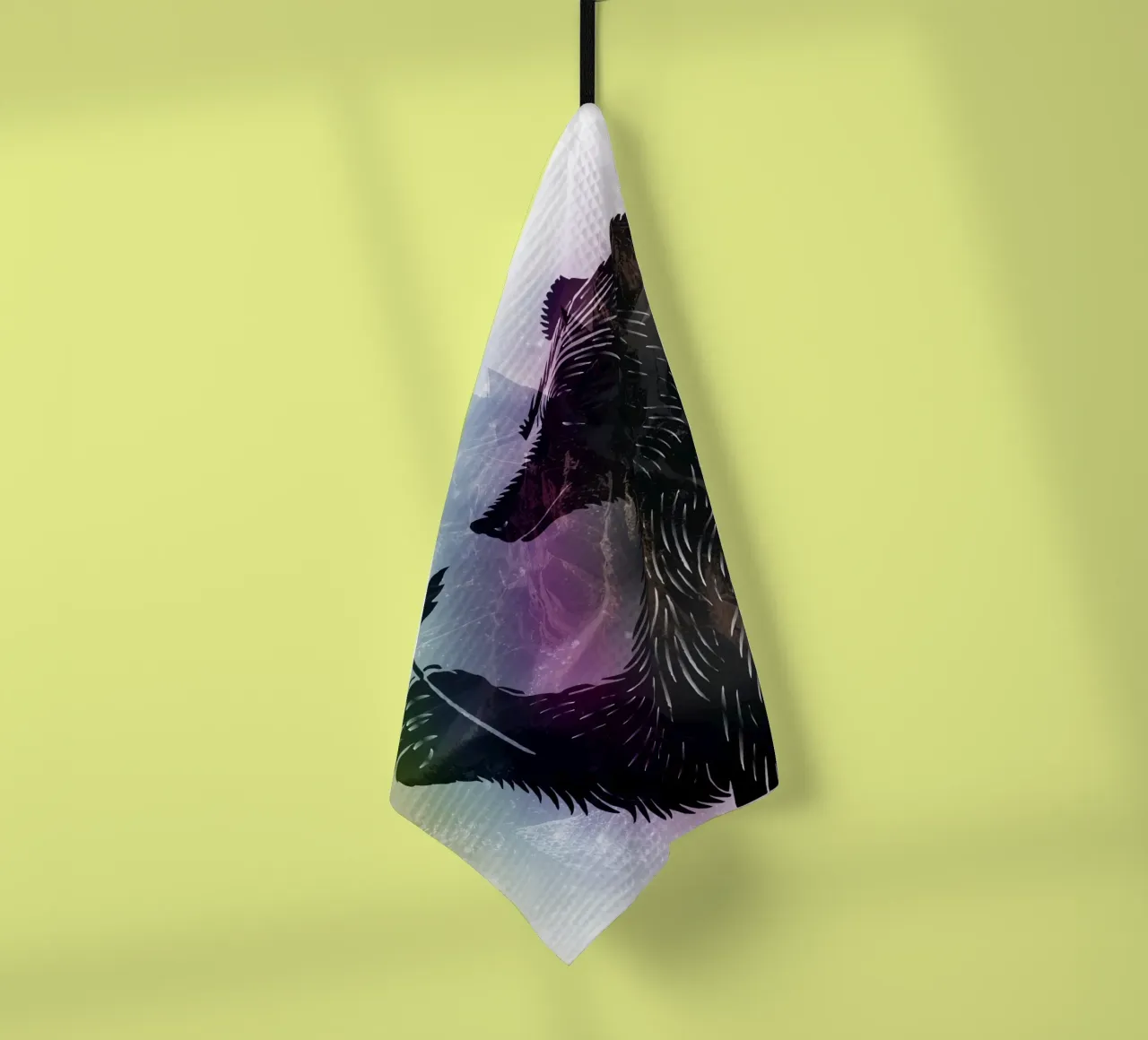 Orso con fiore - motivo orso con morbidi colori dell'arcobaleno canovaccio da cucina da namosh