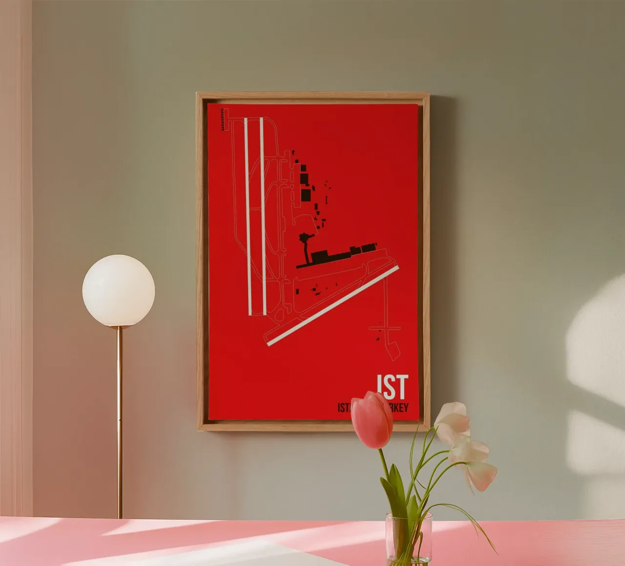 IST Airport Istanbul canvas met Baklijst van 08left