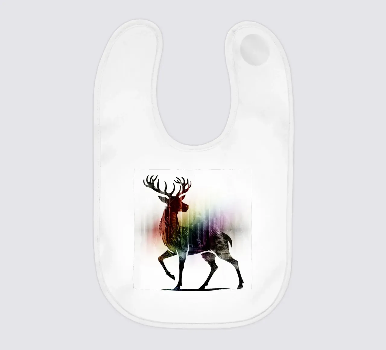 Silhouette con motivo di cervo e delicati colori dell'arcobaleno bavaglino da namosh
