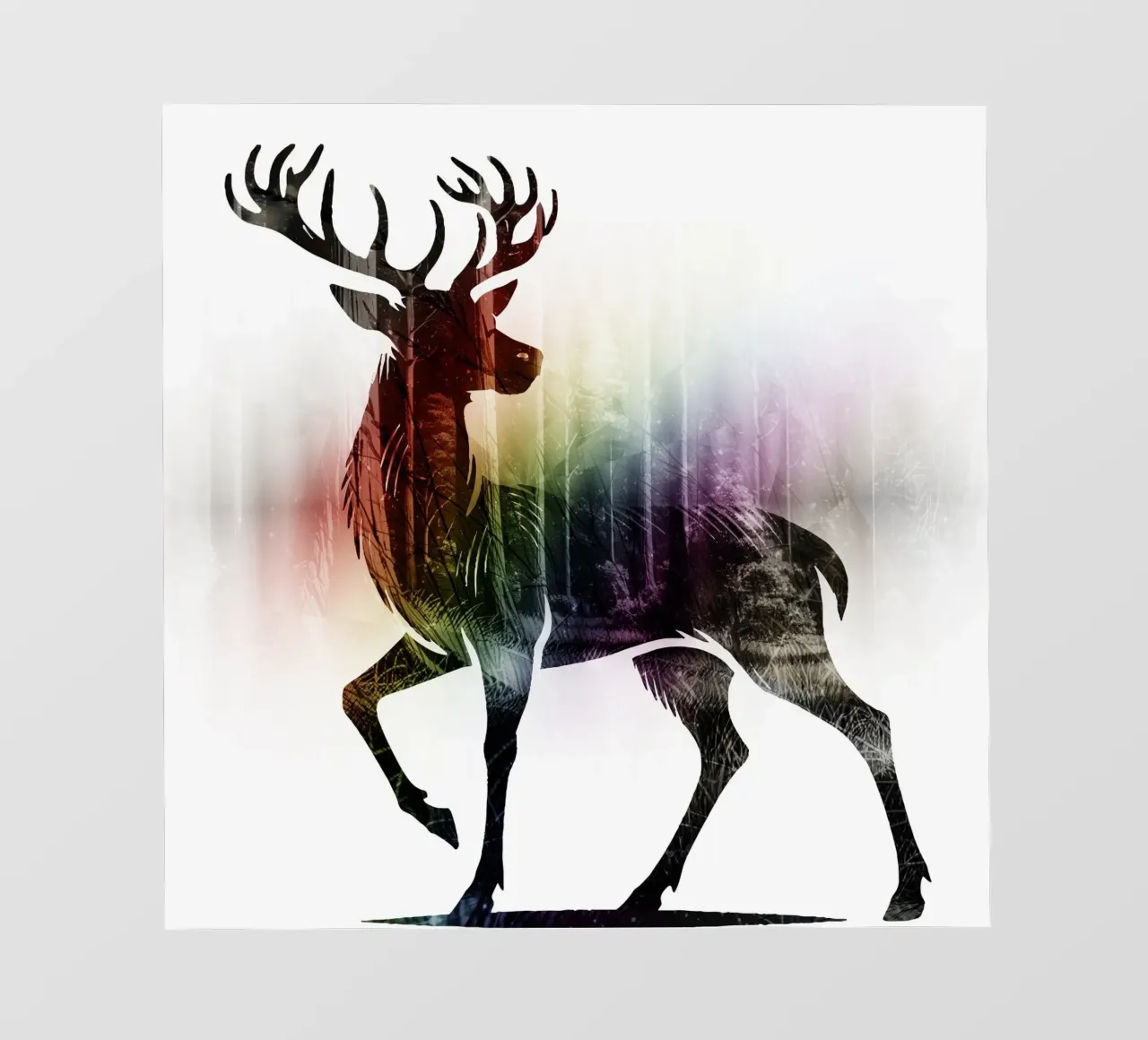 Silhouette con motivo di cervo e delicati colori dell'arcobaleno telo in pvc da namosh