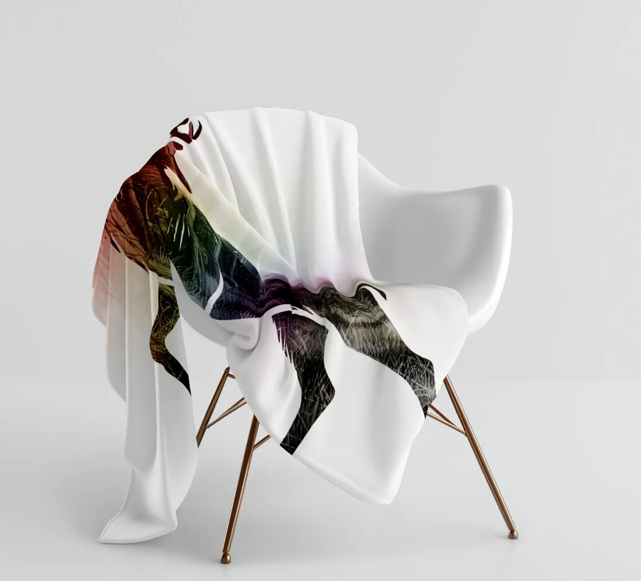 Silhouette con motivo di cervo e delicati colori dell'arcobaleno coperta in pile da namosh