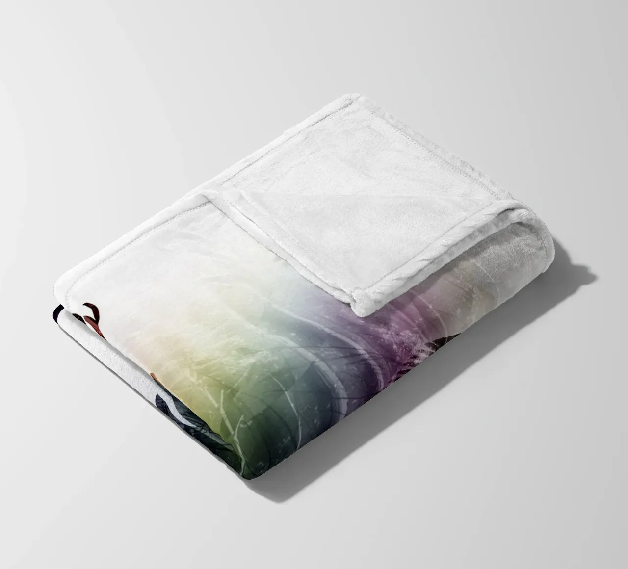 Silhouette con motivo di cervo e delicati colori dell'arcobaleno coperta in pile da namosh