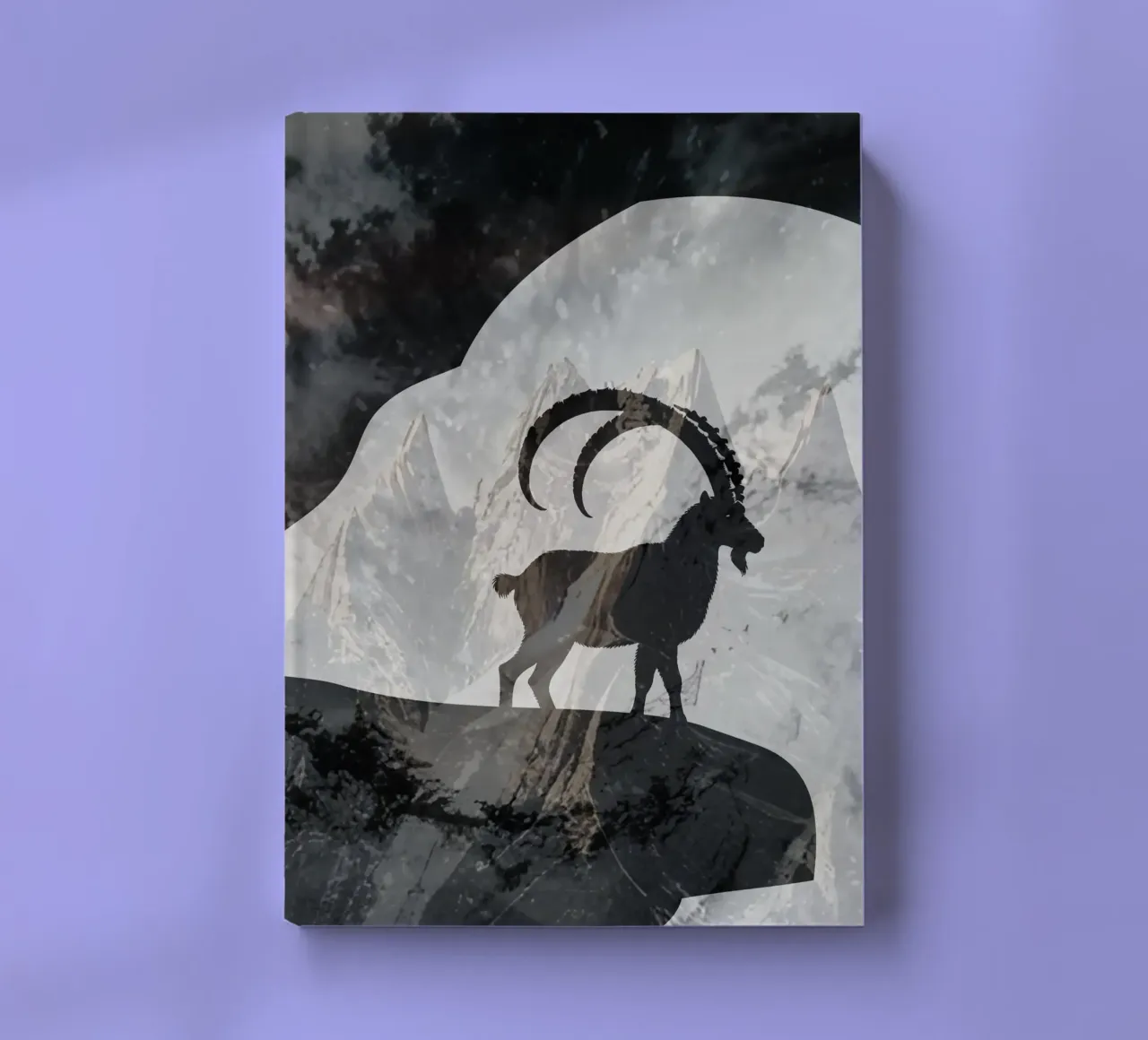 Ibex in the mountains - silhouette art with alpine flair notebook by namosh