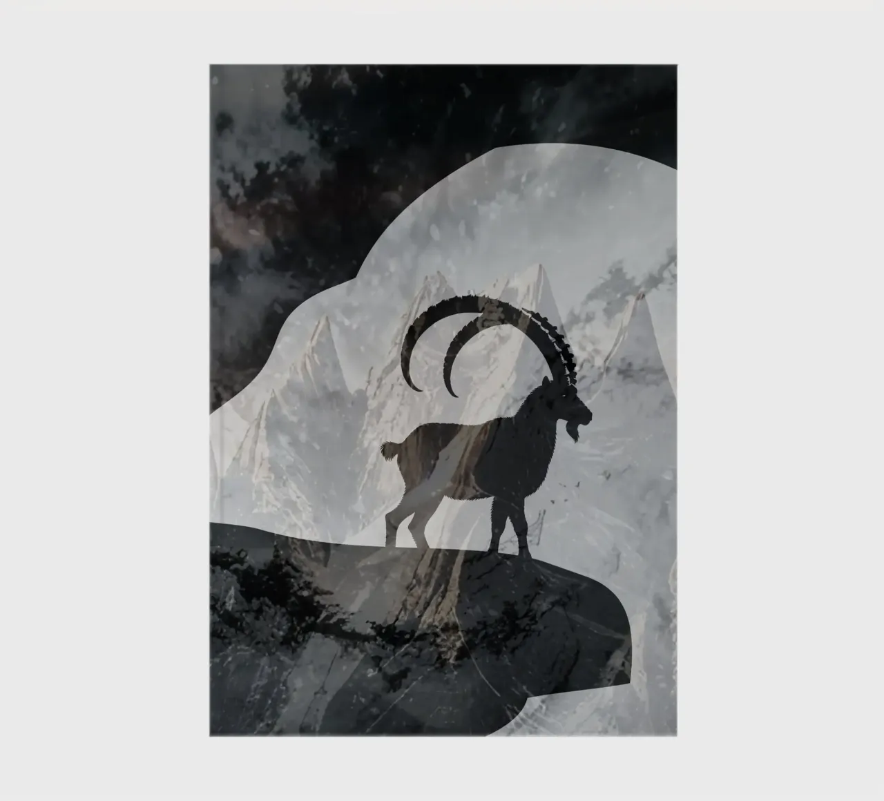 Ibex in the mountains - silhouette art with alpine flair notebook by namosh