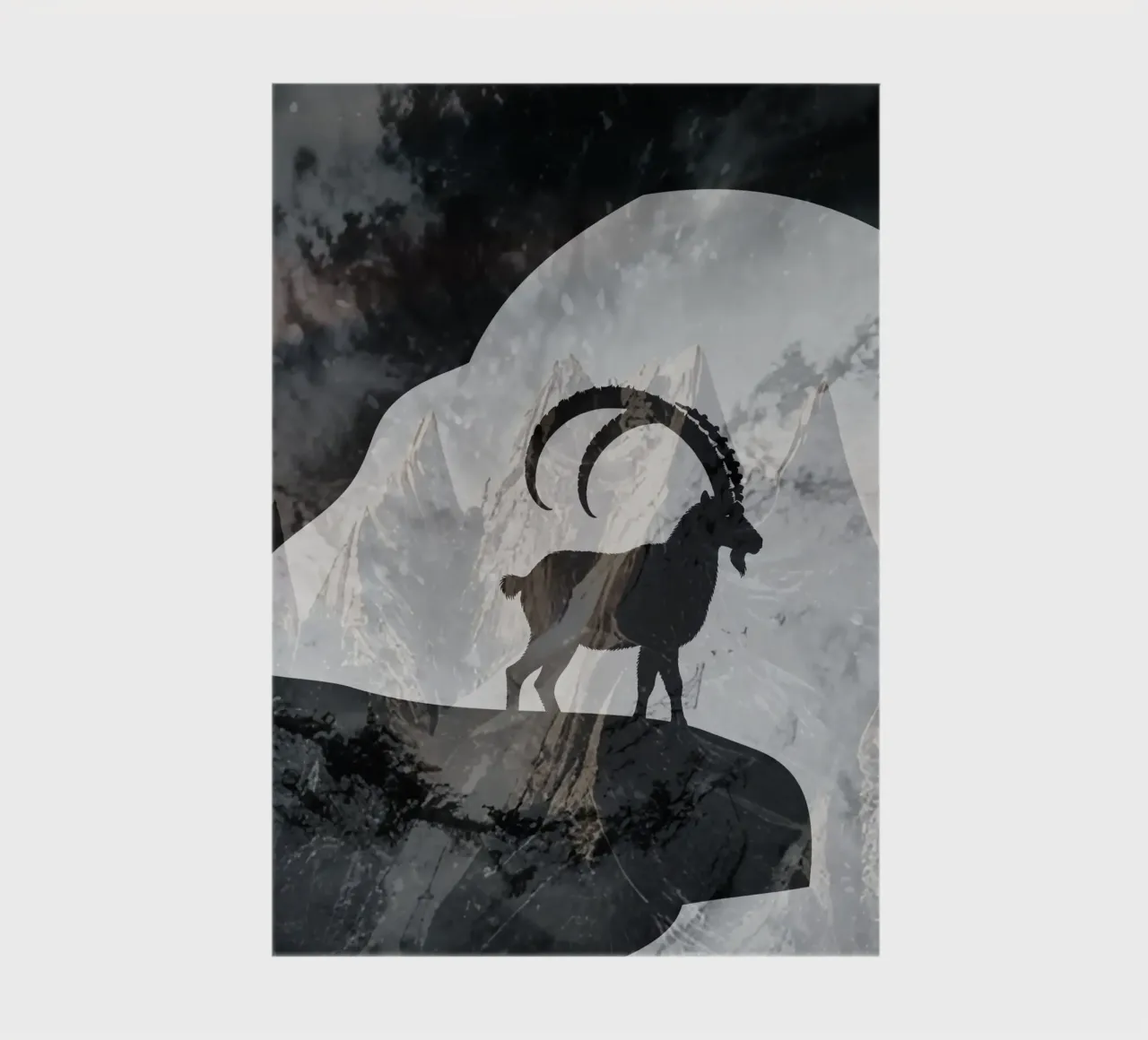 Ibex in the mountains - silhouette art with alpine flair notebook by namosh