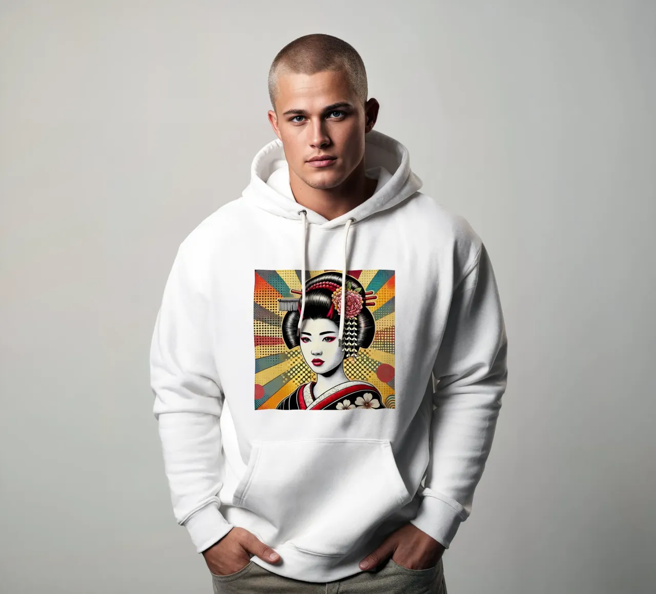 Geisha pop art felpa con cappuccio da Digital Naive